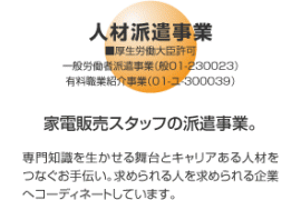 家電販売スタッフの派遣事業